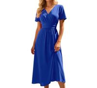 Vestido Mujer Verano 2026 - Vestido Corto Vuelo V Cuello Ladies, Elegante y Cómodo para Playa, Fiesta o Diario - Ropa Mujer Verano en Colores Sólidos B602