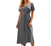 Vestido Mujer Verano 2026 - Vestido Corto Vuelo V Cuello Ladies, Elegante y Cómodo para Playa, Fiesta o Diario - Ropa Mujer Verano en Colores Sólidos F602
