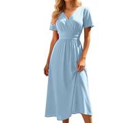 Vestido Mujer Verano 2026 - Vestidos Corto Vuelo V Cuello Ladies, Elegante y Cómodo para Playa, Fiesta o Diario - Ropa Mujer Verano en Colores Sólidos