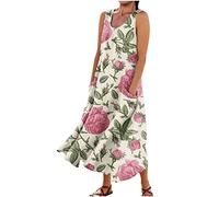 Vestido Mujer Verano, de Fiesta Elegante, Chic Playero Verano Fiesta Frescos Noche Ceremonia Sin Mangas Cuello en U Adelgazante Casual Casa Vestidos Elegantes Mujer Boda, 3XL