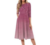 Vestido Mujer Verano, Largos, Manga 3/4 Cuello Redondo Playa Verano Casual Playero Noche Elegantes Casa Frescos Adelgazante Ajustado Fiesta Vestido Hawaiano, S