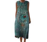Vestido Mujer Verano Sin Mangas Estampado Geometrico Vestido Largo Playa con Bolsillos Vestidos Casuales Mujer Verano Vestidos Bohemio Elegante Ropa Mujeres Talla Grande Maxi Vestida Suelto Fiesta
