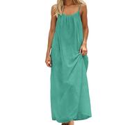 Vestido Mujer Verano Sin Mangas Tirantes Finos Color Liso - Ropa Mujer Summer Dress Glamour Fluido Basicas, Vestidos Anchos Chic Classic Dresses Moda Playa Verde L