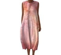 Vestido Mujer Verano Sin Mangas Vestido Largo Casual Estampado Floral Vestidos Playeros con Bolsillos Ropa de Mujer Elegante Dress Bohemio Largo Suelto Vestidos de Fiesta Coctel Playa Vacaciones