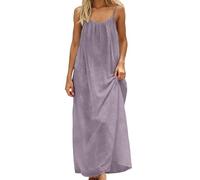 Vestido Mujer Verano Tirantes Finos Color Liso - Moda Mujer Verano 2026 Summer Dress Suave Casual, Vestidos Anchos Classic Glamour Summer Dresses for Women Calle Moda Púrpura Claro L