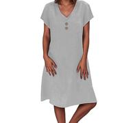 Vestido Mujer Verano Vestidos 2026 Midi De Primavera Women Summer Dresses Talla Grande Casual Boho Ladies Falda Sin Mangas Corte A Vestidos Playeros Casual Gris S botón