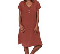 Vestido Mujer Verano Vestidos 2026 Midi De Primavera Women Summer Dresses Talla Grande Casual Boho Ladies Falda Sin Mangas Corte A Vestidos Playeros Casual Rojo Ladrillo S botón