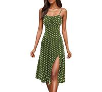 Vestido Mujer,Vestido de Verano Sexy, Estilo Bohemio, con Tirantes y Lunares, Top Plisado, Abertura Lateral Alta, Largo Maxi Vestidos De Año Nuevo (GN1, XL)