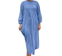 Vestido MusulmáN Abaya para Mujer Vestido de Satén para OracióN Manga Larga Murciélago Batuta áRabe del Medio Oriente con Hiyab Camisón Largo Mujer de Algodón Bata de Casa