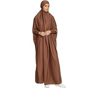Vestido musulmán de color sólido para mujer Vestido musulmán suelto con capucha Ropa de oración islámica Kaftan Turquía Islam Dubai Turquía Vestido de longitud completa con hijab, gris, Talla única
