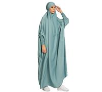 Vestido Musulmán de Mujer Ramadán Burka Abaya Mujer Musulmana Hiyab Khimar Vestido Hijab De Oración Túnica Turca Suelta Islámica Turbante Pañuelo en ka Cabeza étnico Diario Hogar Trabajo Verde