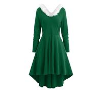 Vestido Navidad Mujer De Punto,Vestido Casual Femenino De Manga Larga con DiseñO AsiméTrico Y Detalles En V con Paneles De NavideñAs para Un Estilo ÚNico Y Elegante