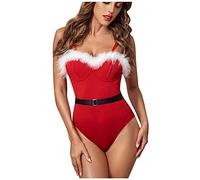 Vestido Navidad Mujer-Lenceria De Navidad-Ropa Interior De Lana De Sexy De Una Pieza Perspectiva Mujeres Cuero Navidad Sexy ÍNtimos