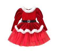Vestido Navidad Niña Disfraz Mama Noel Disfraz Papa Noel Bebe Ropa Navidad Traje Papa Noels Bebe con Gorro Vestido Navideño de Felpa Solapa con Manga Larga con Cintura CeñIda