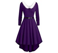 Vestido Navidad Rojo Disfraz Mamá Noel para Mujer Chica Vestido Papá Noel Manga Larga Traje Santa Claus Disfraces Christmas Víspera Regalos navideños