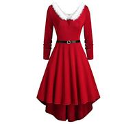 Vestido Navidad Rojo Disfraz Mamá Noel Para Mujer Chica Vestido Papá Noel Manga Larga Traje Santa Claus Disfraces Christmas Víspera Talla Grande