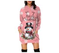 Vestido NavideñO Mujer Elegante,Vestido Casual De Mujer Sudadera con Capucha Manga Larga Estampado NavideñO MuñEco De Nieve Informal Diario Comodidad