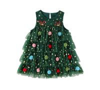 Vestido Navideño Niña 3 Años - Vestido de Fiesta de Navidad Sin Mangas para Niñas Pequeñas Vestido de Baile (Green 2-3 Years)