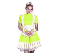 Vestido Negro Rosa Azul Uniforme De Mujer Vestido Sissy De Talla Grande,Verde Fluorescente,M