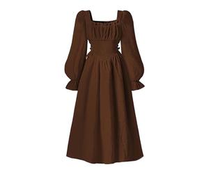 Vestido Niña Casual - Vestido De Fiesta Francés Para Niña Con Escote Cuadrado Mangas Abullonadas Y Elegante Corte Acampanado Que Define La Cintura Ideal Para Ocasiones Formales Y Eventos Especiales