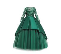 Vestido Niña,Mis Pedidos Elegante Encaje Vestido de Tul Larga para Niñas Manga Larga Vestidos de Princesa de Gasa con Arco Color Sólido Vestidos de Comunión Graduación Cumpleaños Partido 7-14 Años