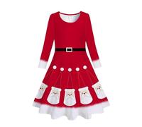 Vestido Niña Navidad Dorado - Vestido de Princesa de de Manga Larga con Estampado de Y Árboles de Navidad para Niñas Pequeñas (Black 4-5 Years)