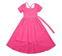 Vestido NiñA-Un Vestido Largo De Color Liso con Una Cintura Dobladillo Ancho con Bordes con Volantes para NiñAs De 7 A 13 AñOs.