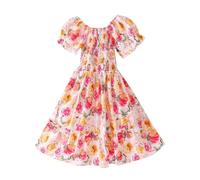 Vestido NiñA Verano-Falda EláStica para NiñOs Medianos Y Grandes, Falda De Princesa De Manga Corta, Vestido De Vacaciones Junto Al Mar