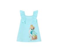 Vestido Niña Verano Punto Algodón - Vestido Playa Infantil Casual Sin Mangas con Volantes - Vestido Informal Ligero Estampado Divertido Niñas 2-8 Años (FR/ES, Edad, 2 años, Regular, Oceano)