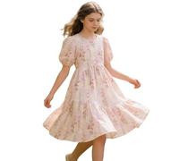 Vestido NiñA Verano, Vestido NiñA Ceremonia Vaqueros, Vestidos De Fiesta Floral Estilo FrancéS con Mangas con Volantes Y CorpiñO Fruncido PequeñAs Vestidos Verano Summer Dress Dresses Dress