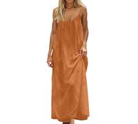 Vestido Niña, Vestido Graduación Adolescente Vestidos Elegantes Vestidos Largo De Verano para Mujer Color Liso Escote En V Sin Mangas Tirantes Finos Corte En A Estilo Playero Vaporoso con Vuelo con