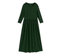 Vestido Niña - Vestido Largo De Princesa De Manga Larga con Cuello Redondo para Niña Pequeña Suelto Informal para Uso Diario (Army Green 8-9 Years)