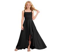 Vestido Niñas con Corpiño Cruzado y Falda Escalonada de Volantes Elegante (Black, 9-10 Years)
