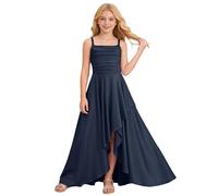 Vestido Niñas con Corpiño Cruzado y Falda Escalonada de Volantes Elegante (Navy, 3-4 Years)
