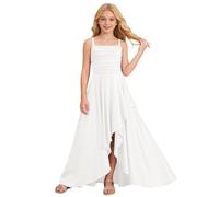 Vestido Niñas con Corpiño Cruzado y Falda Escalonada de Volantes Elegante (White, 11-12 Years)