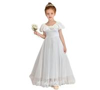 Vestido Niñas - Vestido Blanco De Un Solo Hombro Estilo Francés Suave para Niñas De 8 A 13 Años (White 11-12 Years)