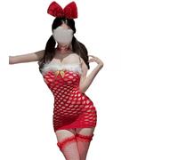 Vestido Nochevieja Mujer-Disfraz De Santa Mujer-Body De Encaje De LenceríA NavideñA Sexy De Color SóLido para Mujer con Medias con De Plumas, Ropa De Dormir para Juegos Festivos