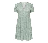 ONLY Onlzally Life S/S Thea Dress Noos Ptm Vestido, Chinois Green/AOP:White Leafs, S Mujeres