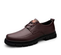 Vestido Oxford de piel auténtica para hombre, estilo retro, clásico, cosido a mano, antideslizante, con cordones, para trabajo, oficina, boda, Brown, 39 2/3 EU