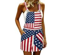 Vestido para mujer, con botones frontales a rayas sin mangas, en poliéster, para ropa de noche o uso casual; con detalles de diseño que incluyen correas de vestir, fiesta del Día de la Independencia