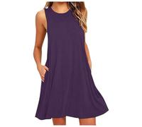 Vestido para mujer, con cierre frontal de botón, en poliéster, para uso diario; con detalles de diseño que incluyen vestido holgado sin puños, línea de vuelo, silueta de una sola pieza a juego, Morado