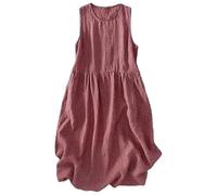 Vestido para mujer, con cuadros holgados sin mangas, en poliéster, para uso casual; con detalles de diseño que incluyen vestido con vuelo, sin mangas, silueta suelta a cuadros de una sola pieza, rosso