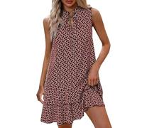Vestido para mujer, con cuello en V sin mangas, estampado en poliéster y elastano, para uso diario; con detalles de diseño que incluyen frontera europea con estampado bohemio, cuello de una sola pieza