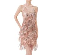 Vestido para mujer, elegante, informal, sin mangas, festivo, brillante, con lentejuelas, retro, rockabilly, vestido con purpurina, minivestido de noche, vestido de lentejuelas, vestido de Nochevieja