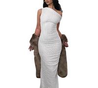 Vestido para Mujer Sexy Elegante Vestido Sexy sin Mangas Cóctel Vestidos Rajado Glamuroso Vestido sin Espalda Elegantes Bodycon (FR/ES, Letras, Talla única, Regular, Regular, Negro S)