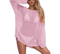 Vestido para mujer, sexy vestido de playa para mujer, bikini con cuello en V, cuello alto, tira de botones, manga corta, vestido de verano, túnica de playa, túnica de playa, poncho de playa 118