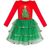 Vestido para niña Árbol de Navidad Manga Larga Año Fiesta 10 años