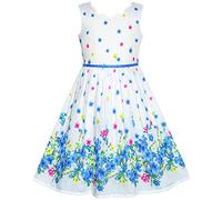 Vestido para niña Azul Flor Pétalo Verano Sol 8 años