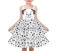 Vestido para niña Blanco Perro Lunares Dibujos Animados Capa Tul Linda Princesa Diariamente 7 años