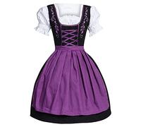 Vestido para niña, de poliéster, para uso informal, con detalles de diseño, incluye vestido alemán, cuello cuadrado, delantal Oktoberfest; vestido de una sola pieza a juego, Morado (, M
